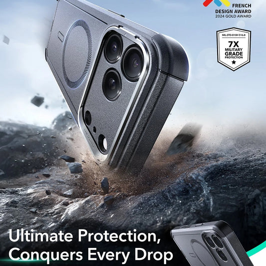 MagSafe cover til Apple iPhone 17 Pro, ESR, Cyber Armor Kickstand, Grå