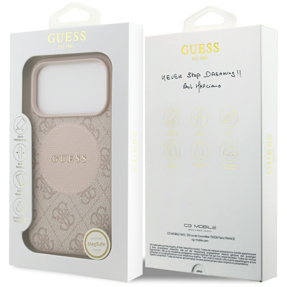 MagSafe cover til Apple iPhone 17 Pro, Guess, 4G Circle Classic Logo, Pink