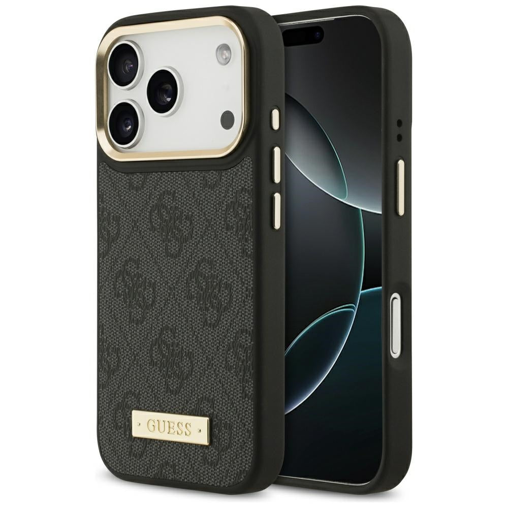 MagSafe cover til Apple iPhone 17 Pro, Guess, 4G Logo Plate, Sort