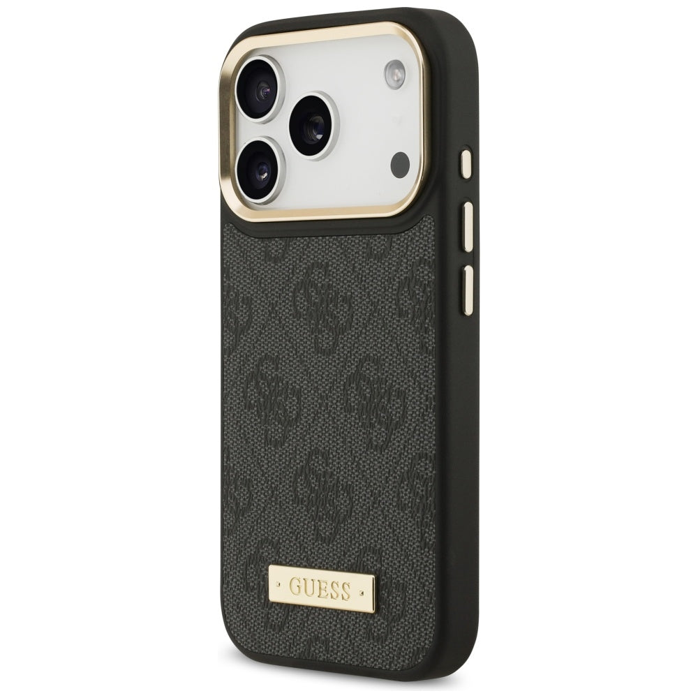 MagSafe cover til Apple iPhone 17 Pro, Guess, 4G Logo Plate, Sort