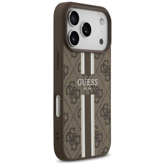 MagSafe cover til Apple iPhone 17 Pro, Guess, 4G Printed Stripes, Brun
