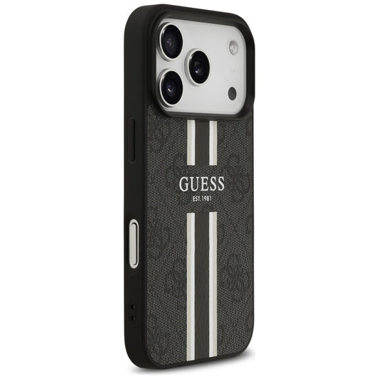 MagSafe cover til Apple iPhone 17 Pro, Guess, 4G Printed Stripes, Sort