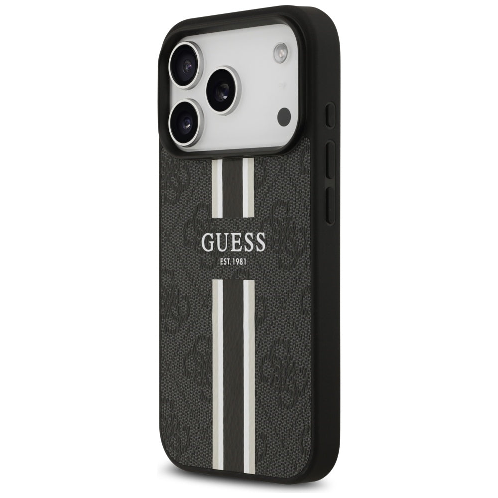 MagSafe cover til Apple iPhone 17 Pro, Guess, 4G Printed Stripes, Sort