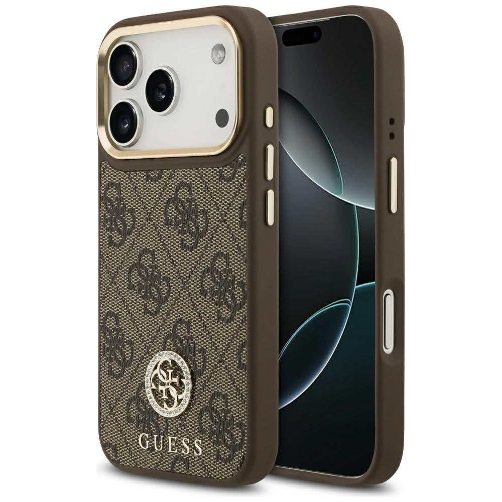 MagSafe cover til Apple iPhone 17 Pro, Guess, 4G Strass Logo, Brun