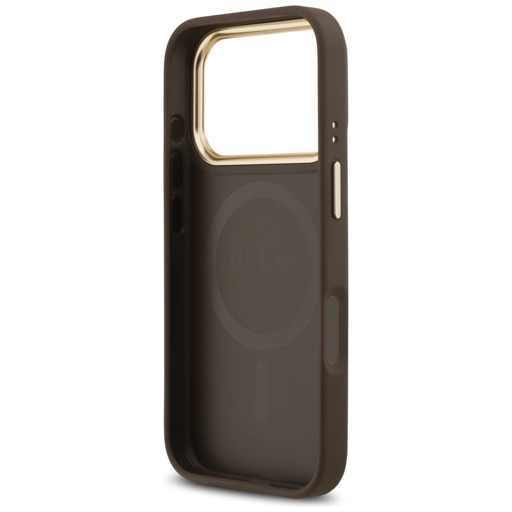 MagSafe cover til Apple iPhone 17 Pro, Guess, 4G Strass Logo, Brun