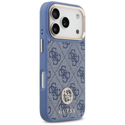 MagSafe cover til Apple iPhone 17 Pro, Guess, 4G Strass Logo med stor rem, Blå