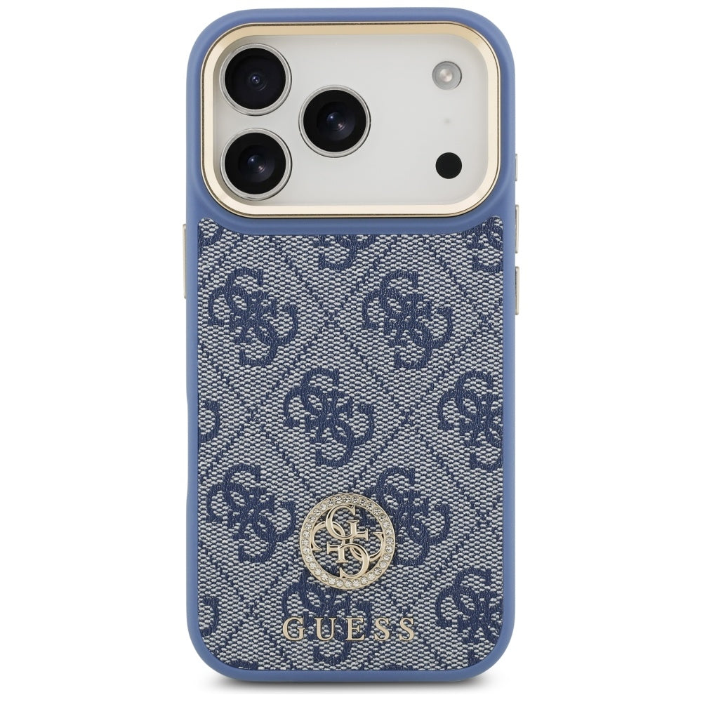 MagSafe cover til Apple iPhone 17 Pro, Guess, 4G Strass Logo med stor rem, Blå