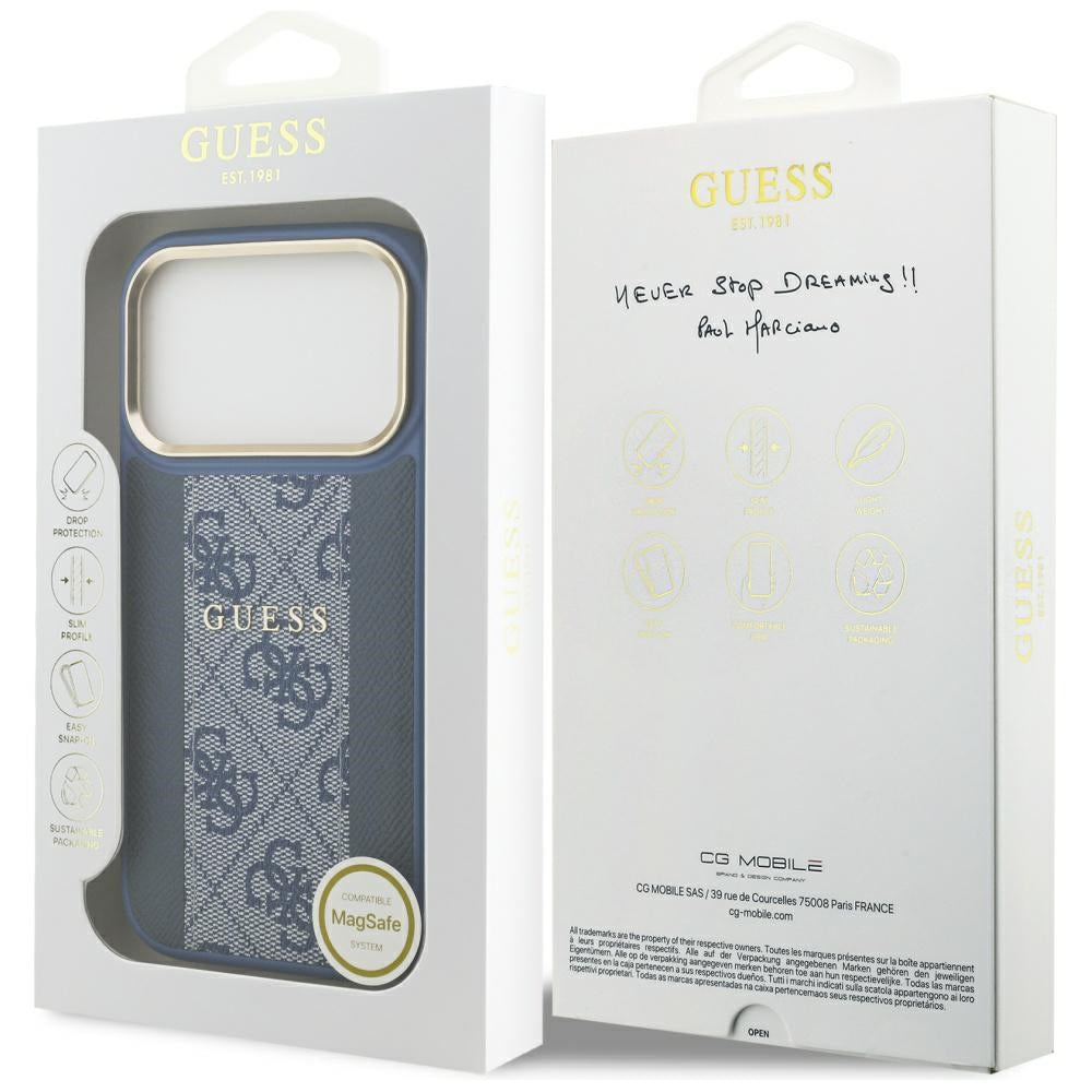 MagSafe cover til Apple iPhone 17 Pro, Guess, 4G Stripe, Blå