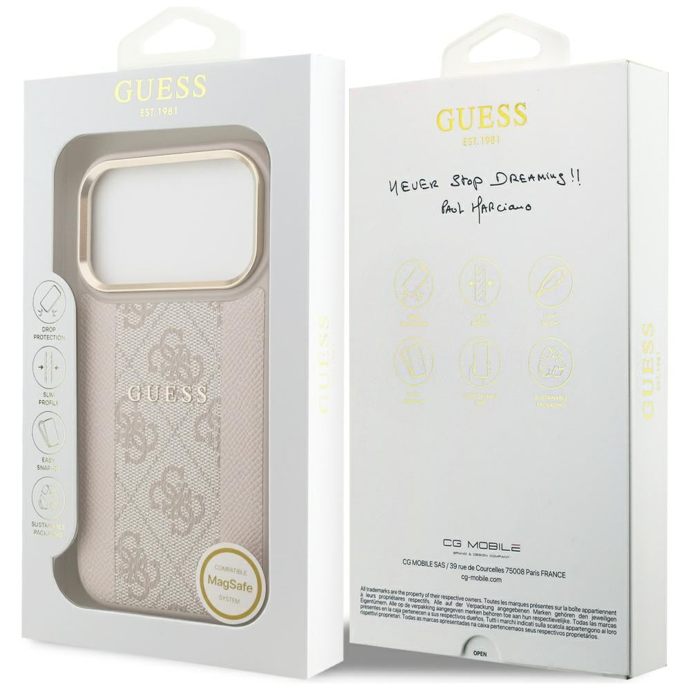 MagSafe cover til Apple iPhone 17 Pro, Guess, 4G Stripe, Pink