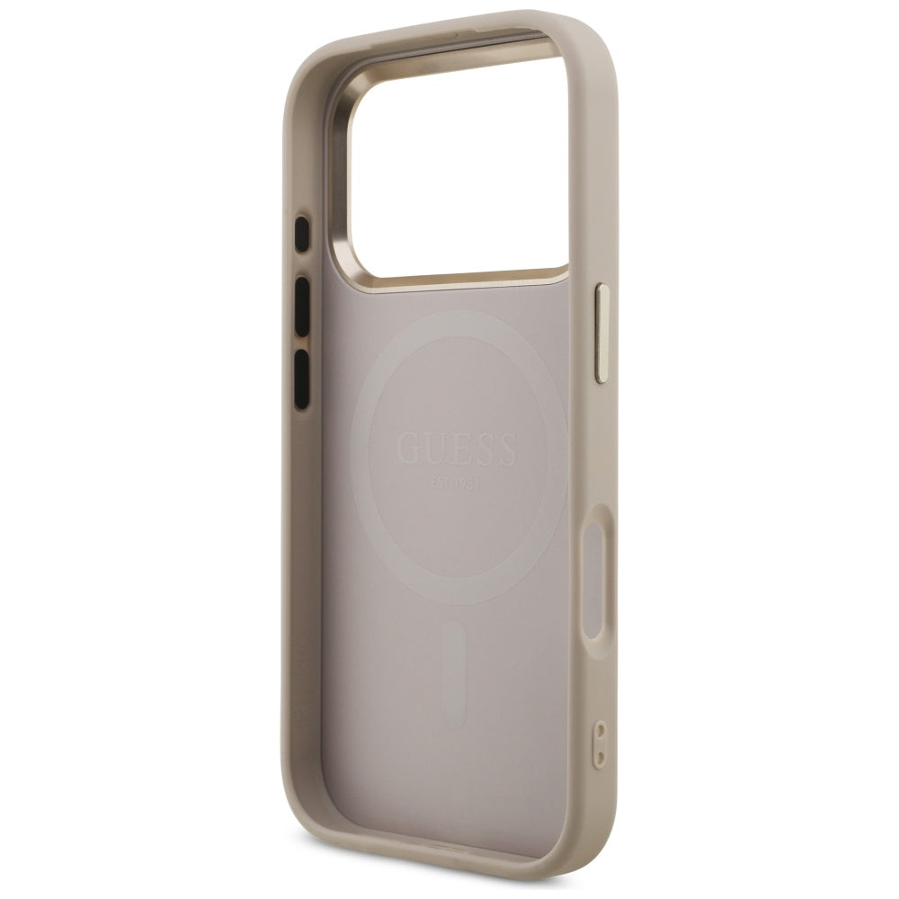 MagSafe Case for Apple iPhone 17 Pro, Guess, 4G Triangle Logo, Golden Pink