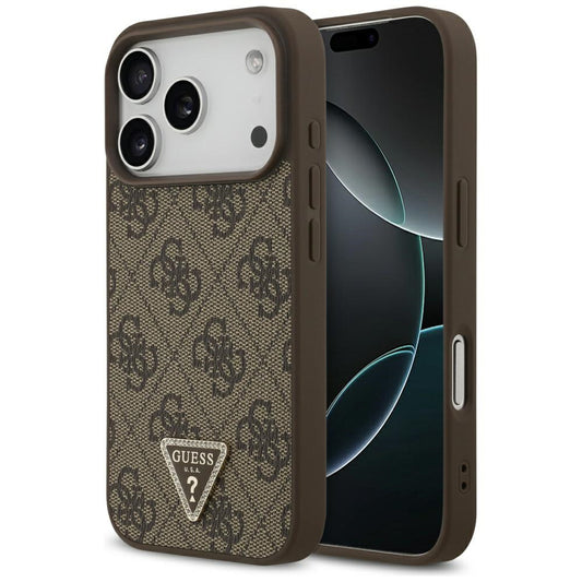 MagSafe cover til Apple iPhone 17 Pro, Guess, 4G Triangle Strass, Brun