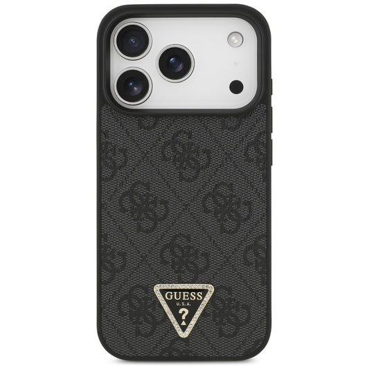 MagSafe cover til Apple iPhone 17 Pro, Guess, 4G Triangle Strass, Sort