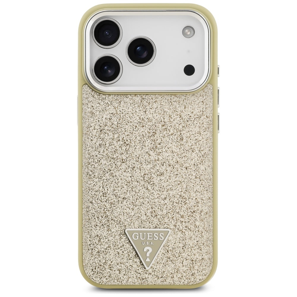 MagSafe cover til Apple iPhone 17 Pro, Guess, Glitter Triangle Logo, Gylden