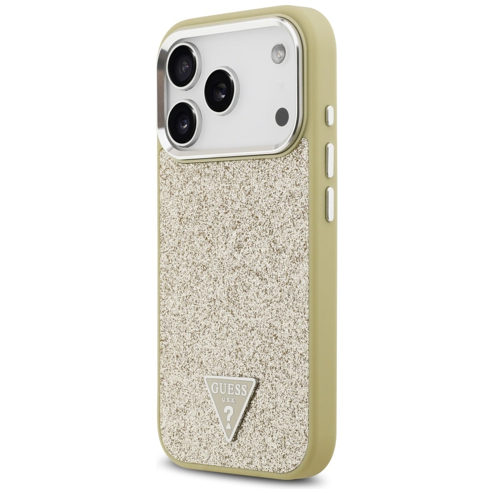 MagSafe cover til Apple iPhone 17 Pro, Guess, Glitter Triangle Logo, Gylden