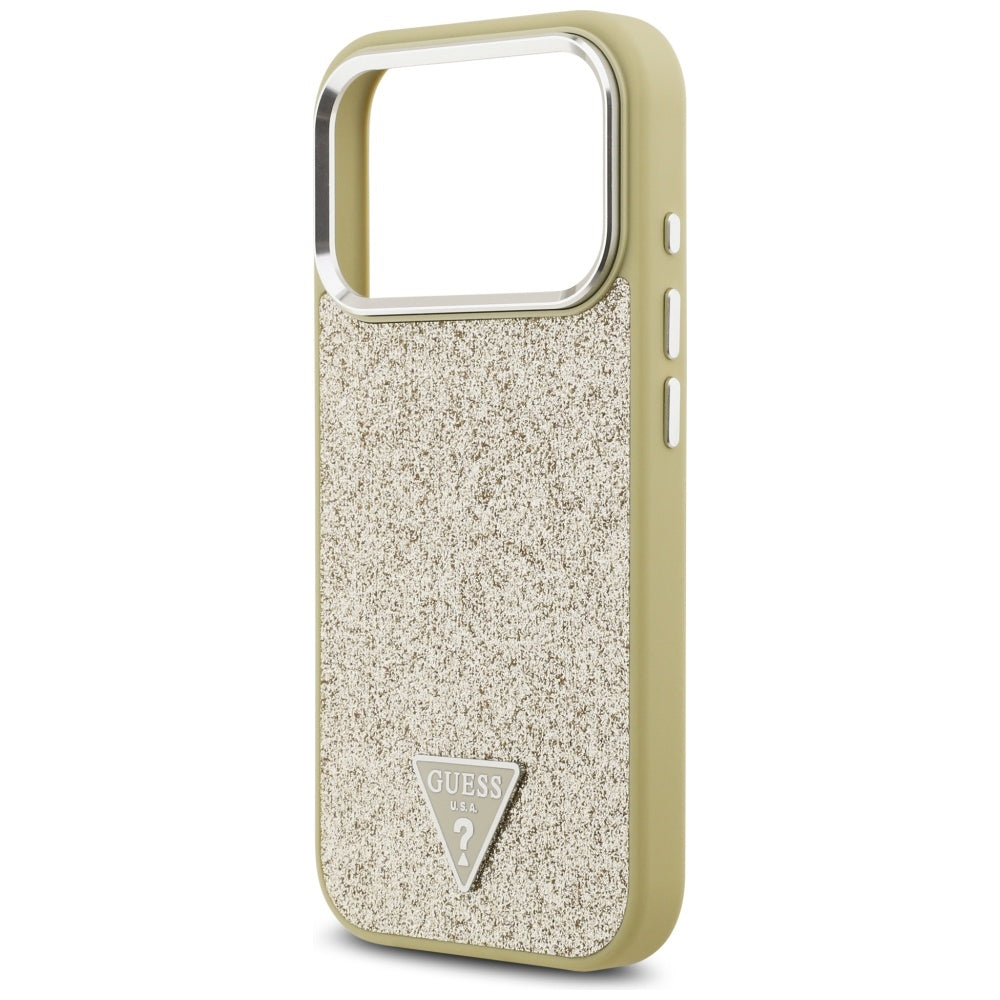 MagSafe cover til Apple iPhone 17 Pro, Guess, Glitter Triangle Logo, Gylden