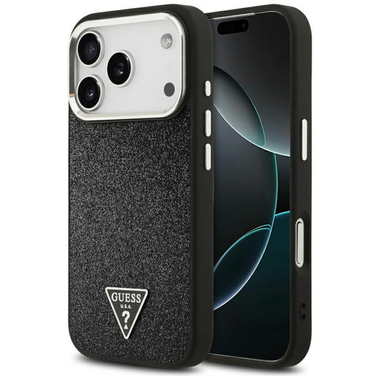 MagSafe cover til Apple iPhone 17 Pro, Guess, Glitter Triangle Logo, Sort