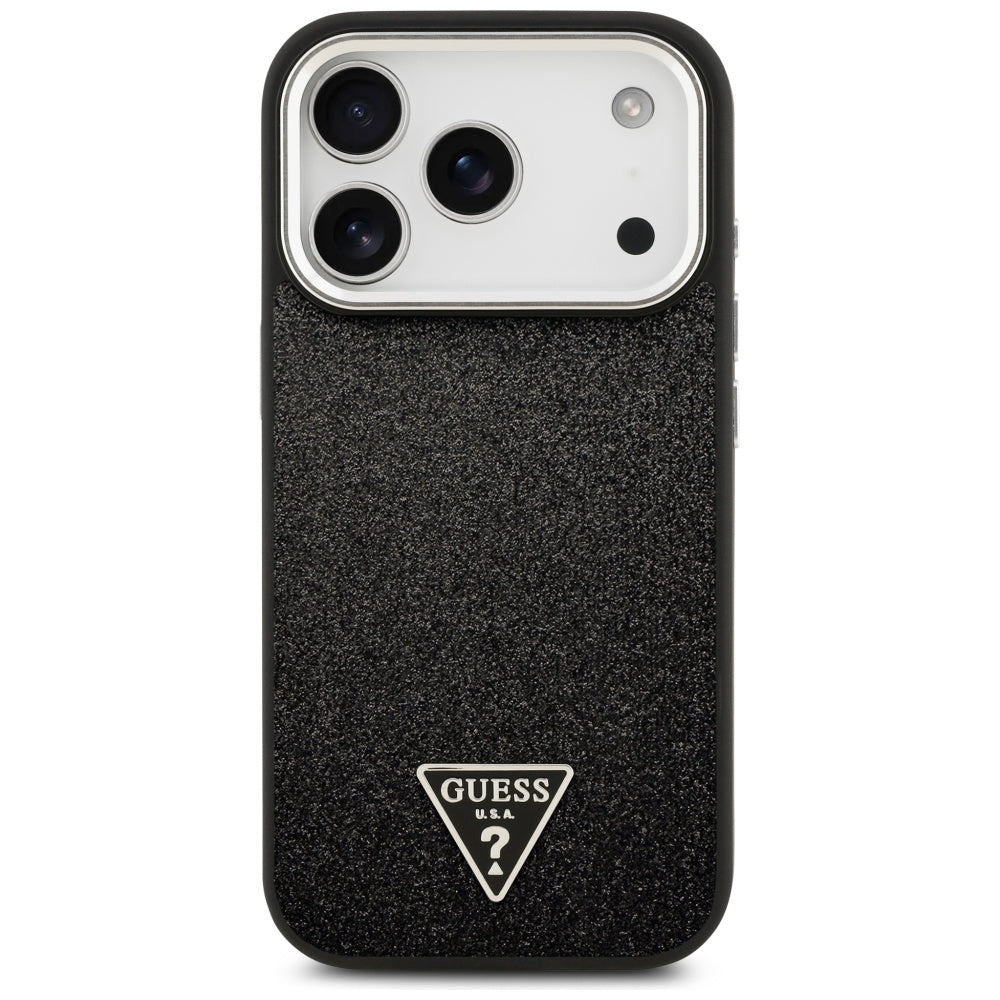 MagSafe cover til Apple iPhone 17 Pro, Guess, Glitter Triangle Logo, Sort