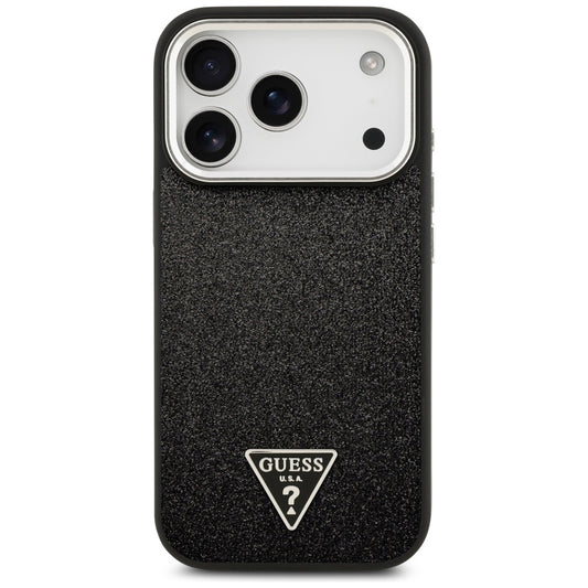 MagSafe cover til Apple iPhone 17 Pro, Guess, Glitter Triangle Logo, Sort