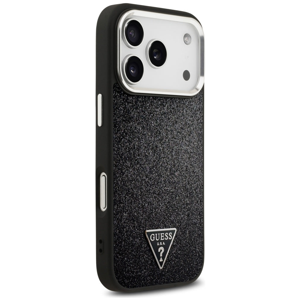 MagSafe cover til Apple iPhone 17 Pro, Guess, Glitter Triangle Logo, Sort