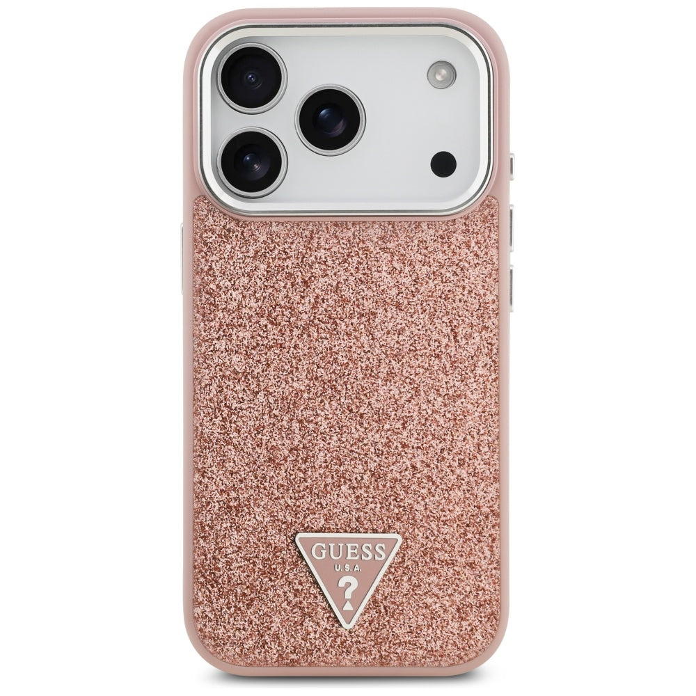 MagSafe cover til Apple iPhone 17 Pro, Guess, Glitter Triangle Logo, Pink