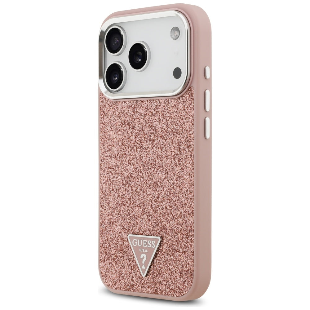 MagSafe cover til Apple iPhone 17 Pro, Guess, Glitter Triangle Logo, Pink