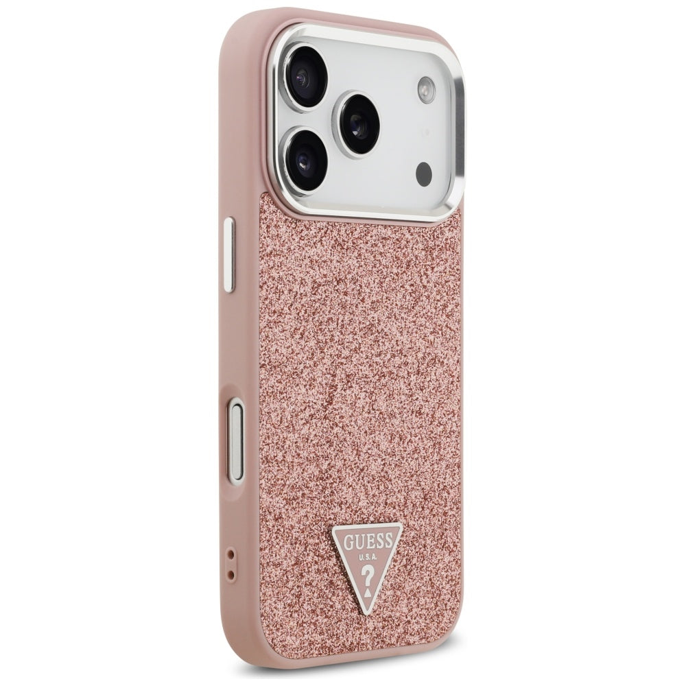 MagSafe cover til Apple iPhone 17 Pro, Guess, Glitter Triangle Logo, Pink