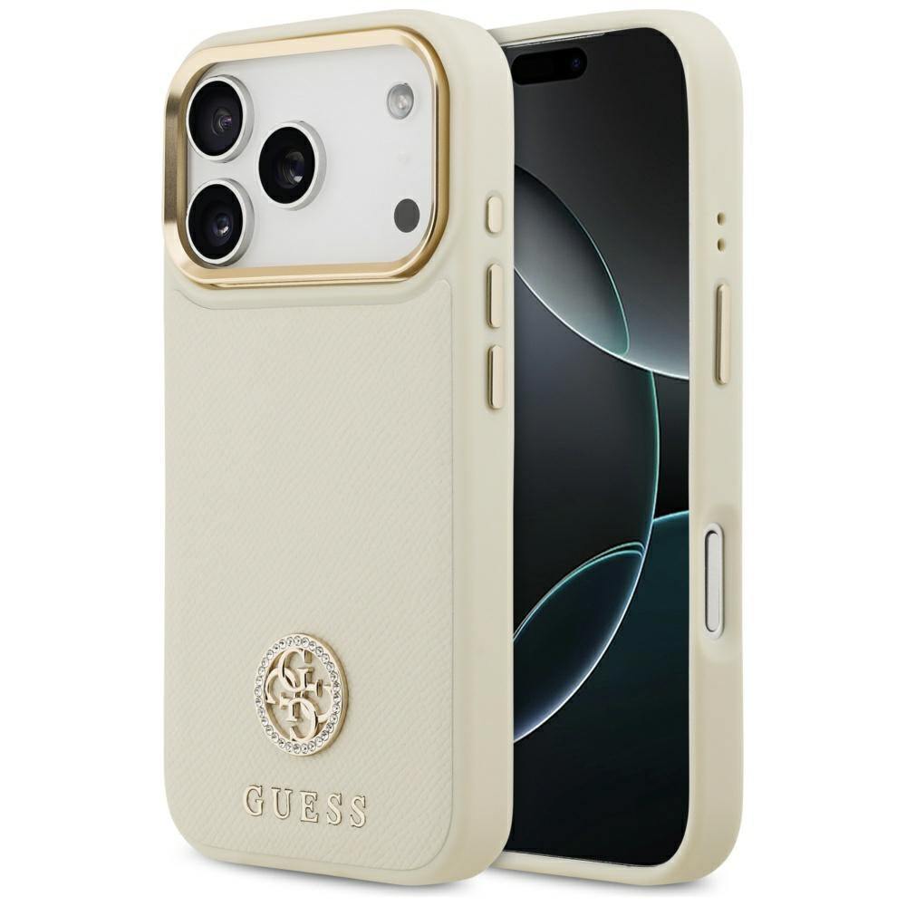MagSafe cover til Apple iPhone 17 Pro, Guess, Grained Strass Logo, Beige