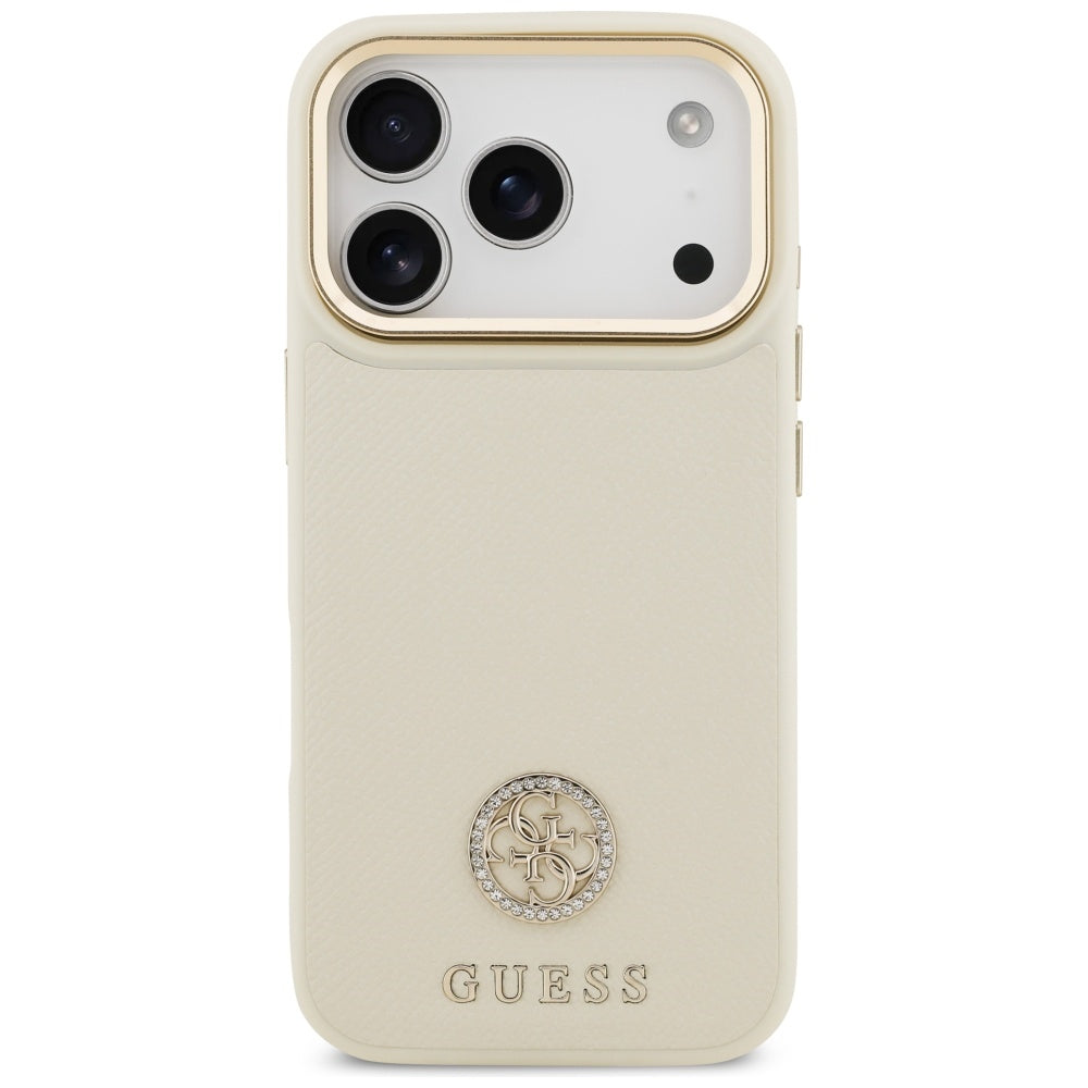 MagSafe cover til Apple iPhone 17 Pro, Guess, Grained Strass Logo, Beige