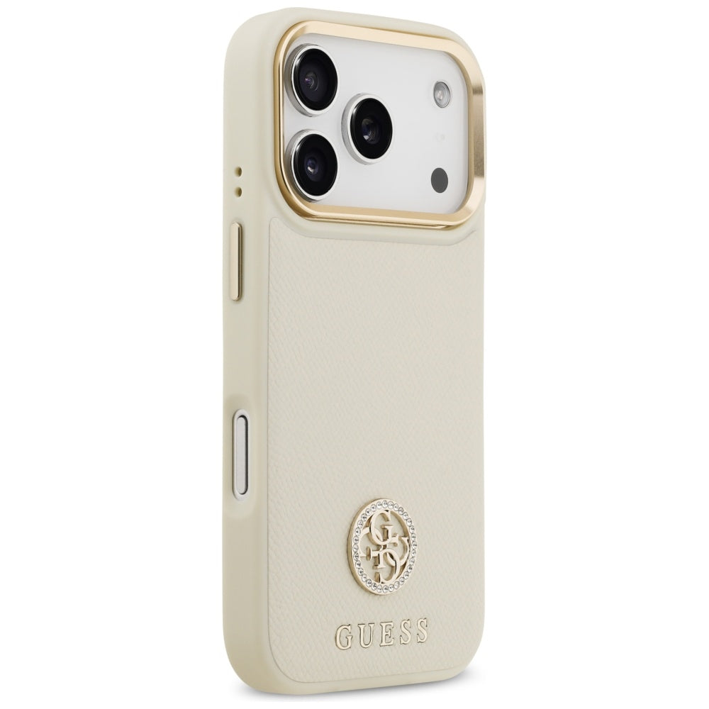 MagSafe cover til Apple iPhone 17 Pro, Guess, Grained Strass Logo, Beige