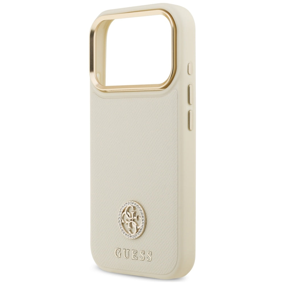 MagSafe cover til Apple iPhone 17 Pro, Guess, Grained Strass Logo, Beige