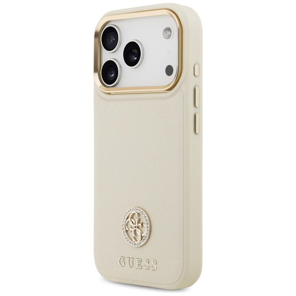 MagSafe cover til Apple iPhone 17 Pro, Guess, Grained Strass Logo, Beige