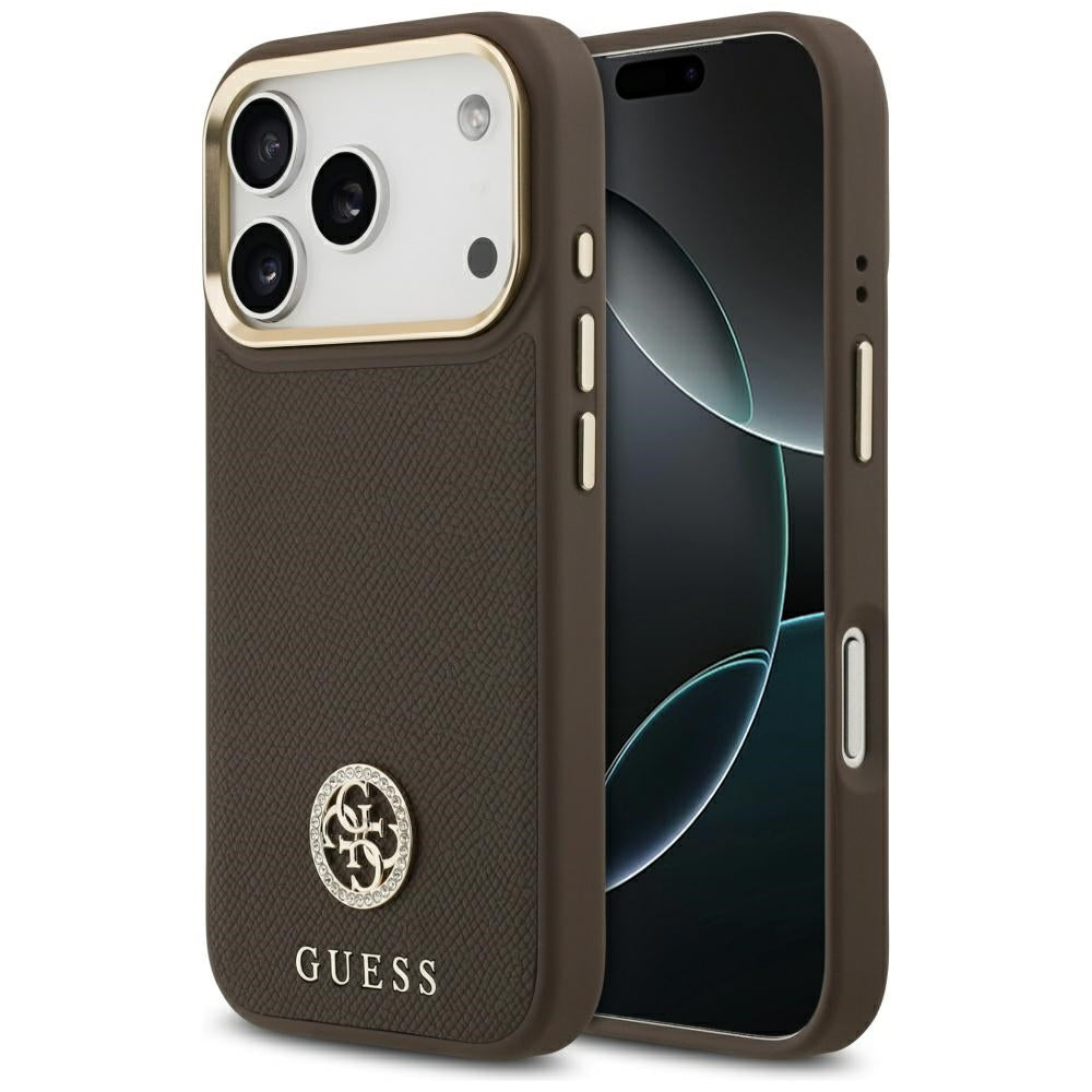 MagSafe cover til Apple iPhone 17 Pro, Guess, Grained Strass Logo, Brun