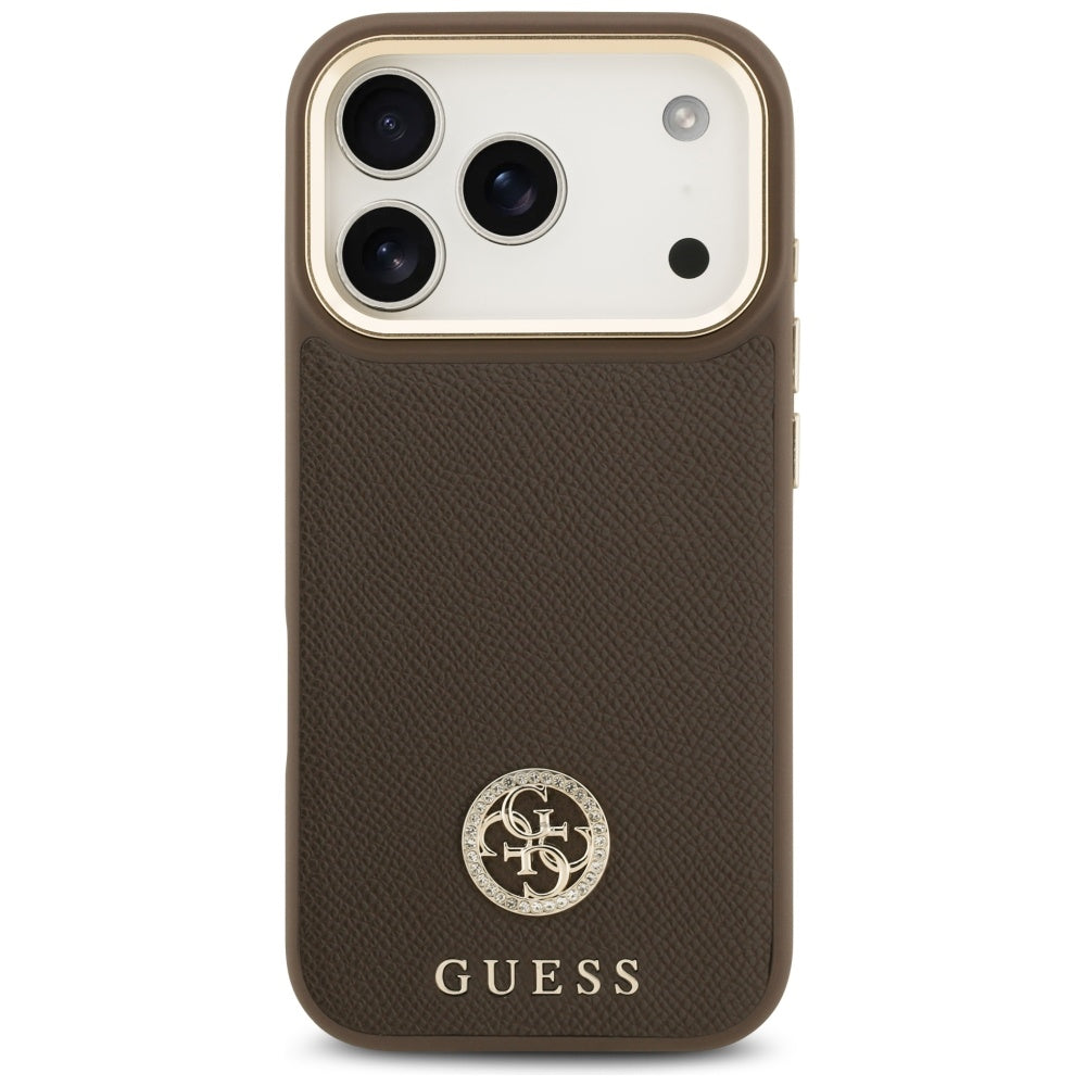 MagSafe cover til Apple iPhone 17 Pro, Guess, Grained Strass Logo, Brun