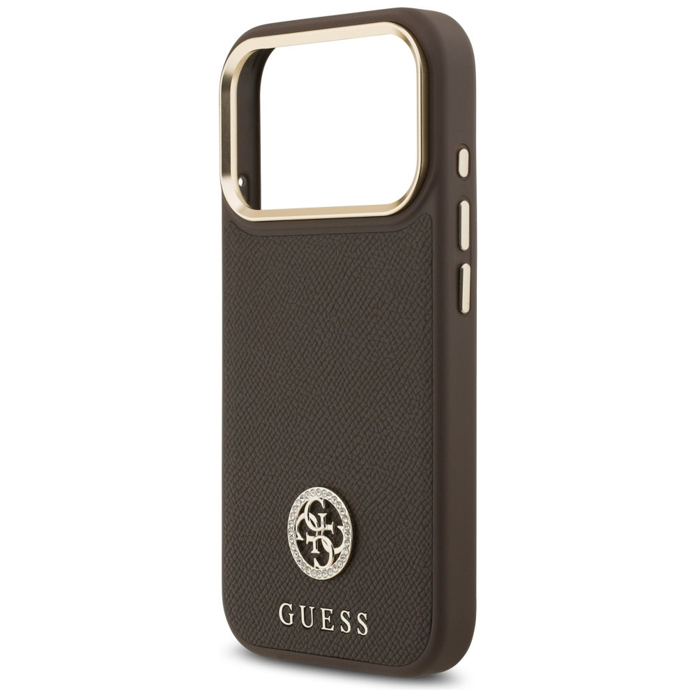 MagSafe cover til Apple iPhone 17 Pro, Guess, Grained Strass Logo, Brun