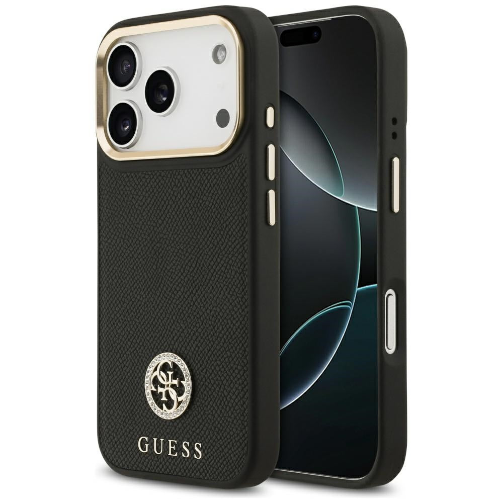 MagSafe cover til Apple iPhone 17 Pro, Guess, Grained Strass Logo, Sort