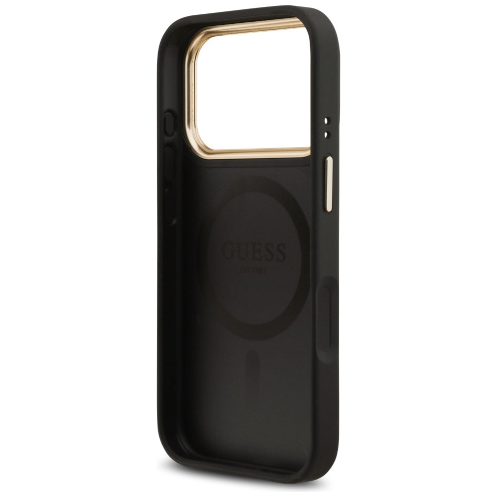 MagSafe cover til Apple iPhone 17 Pro, Guess, Grained Strass Logo, Sort