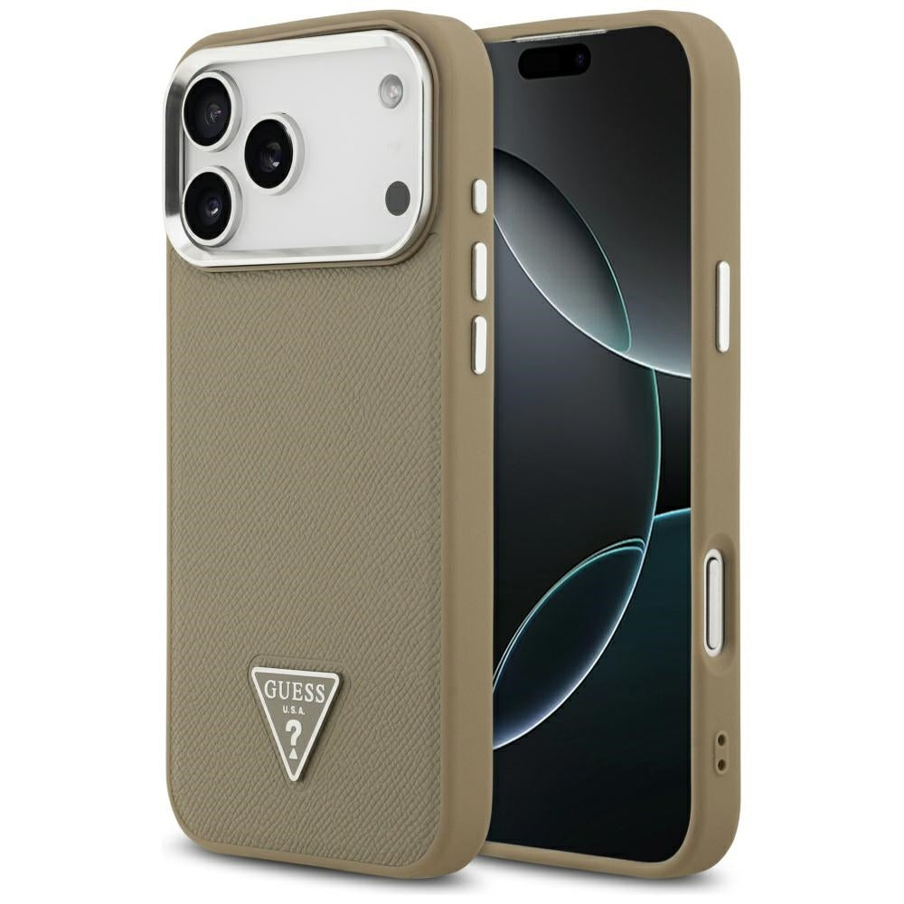 MagSafe cover til Apple iPhone 17 Pro, Guess, Grained Triangle Logo, Brun