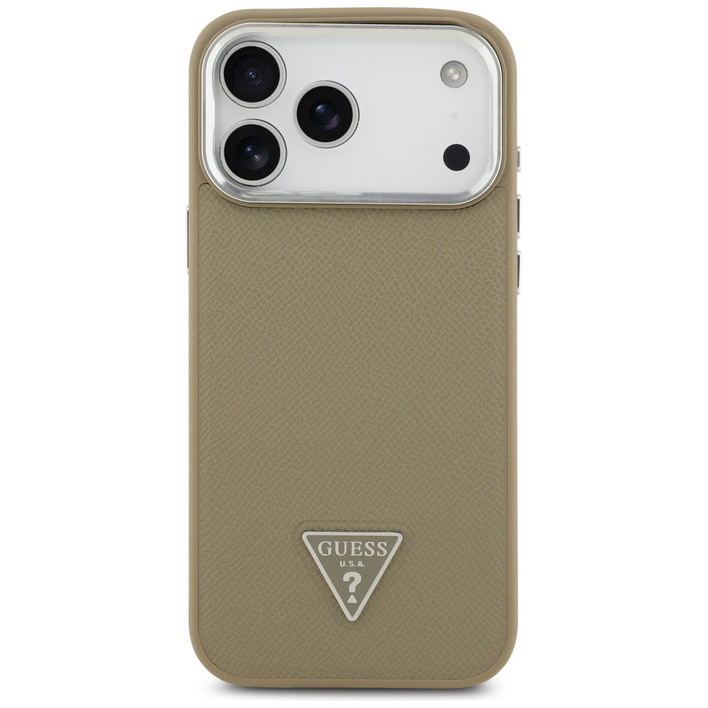 MagSafe cover til Apple iPhone 17 Pro, Guess, Grained Triangle Logo, Brun