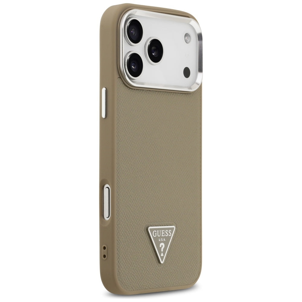 MagSafe cover til Apple iPhone 17 Pro, Guess, Grained Triangle Logo, Brun