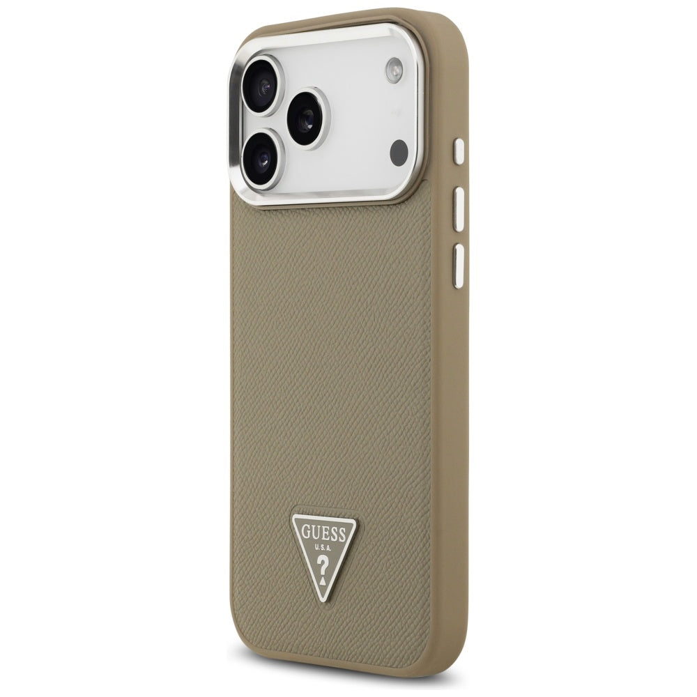 MagSafe cover til Apple iPhone 17 Pro, Guess, Grained Triangle Logo, Brun