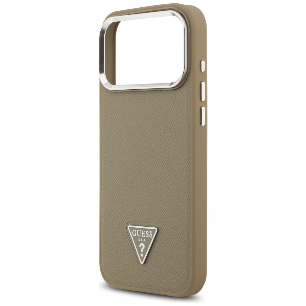 MagSafe cover til Apple iPhone 17 Pro, Guess, Grained Triangle Logo, Brun