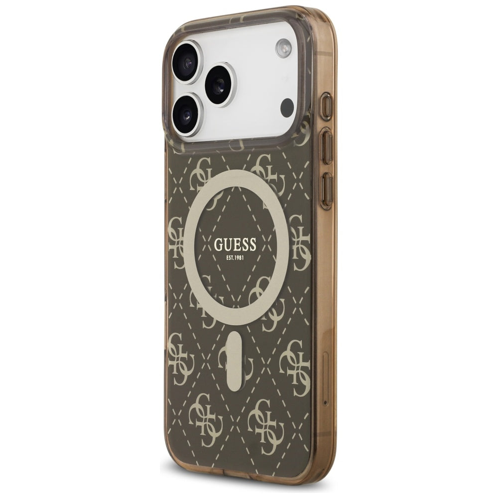 MagSafe Case for Apple iPhone 17 Pro, Guess, IML 4G Background, Brown