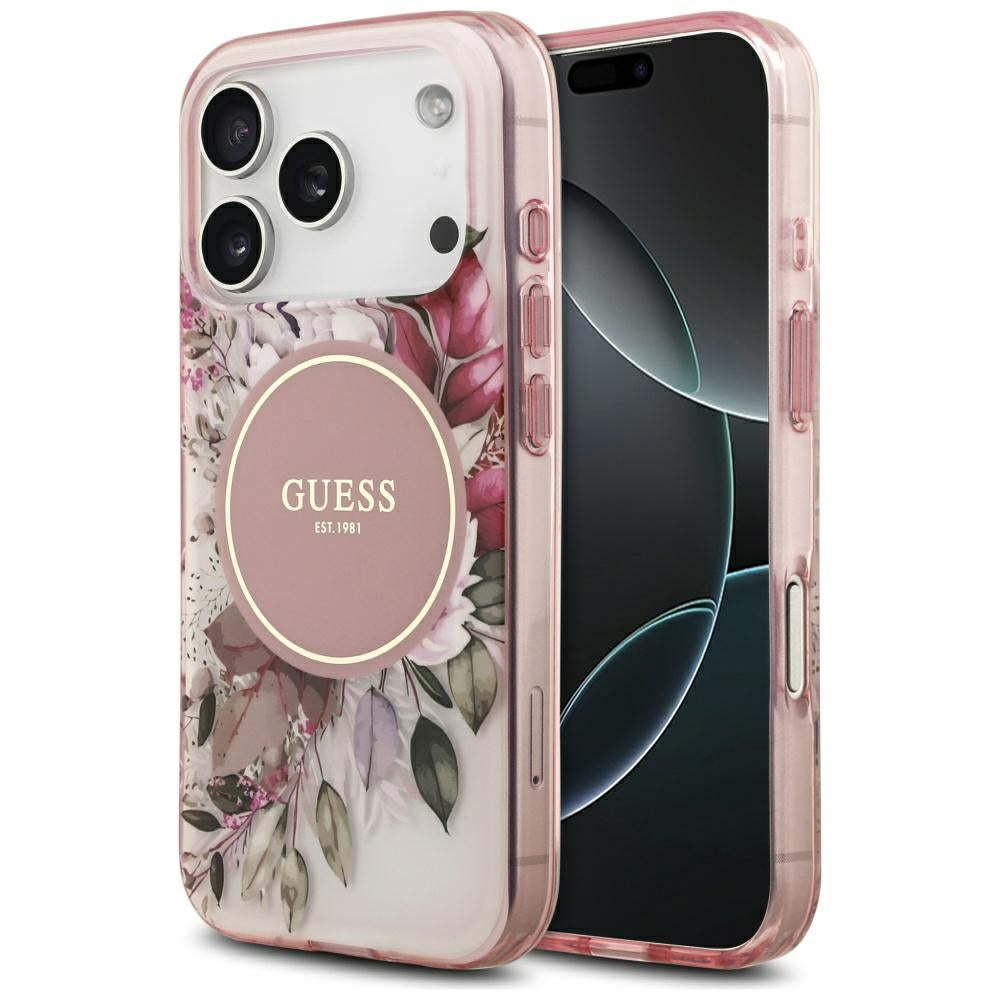 MagSafe cover til Apple iPhone 17 Pro, Guess, IML Flower and Tonal Circle, Pink