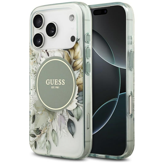 MagSafe cover til Apple iPhone 17 Pro, Guess, IML Flower and Tonal Circle, Grøn