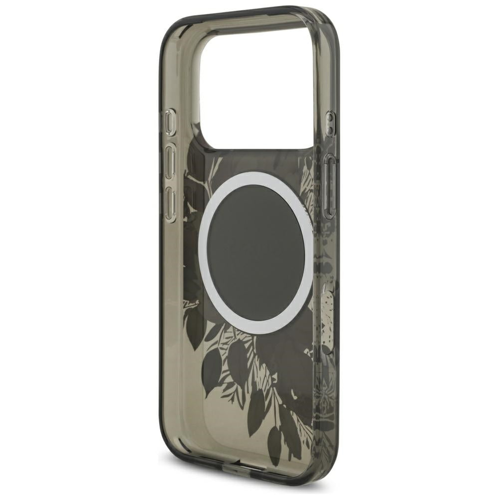 MagSafe cover til Apple iPhone 17 Pro, Guess, IML Flowers with Pearl Strap, Sort