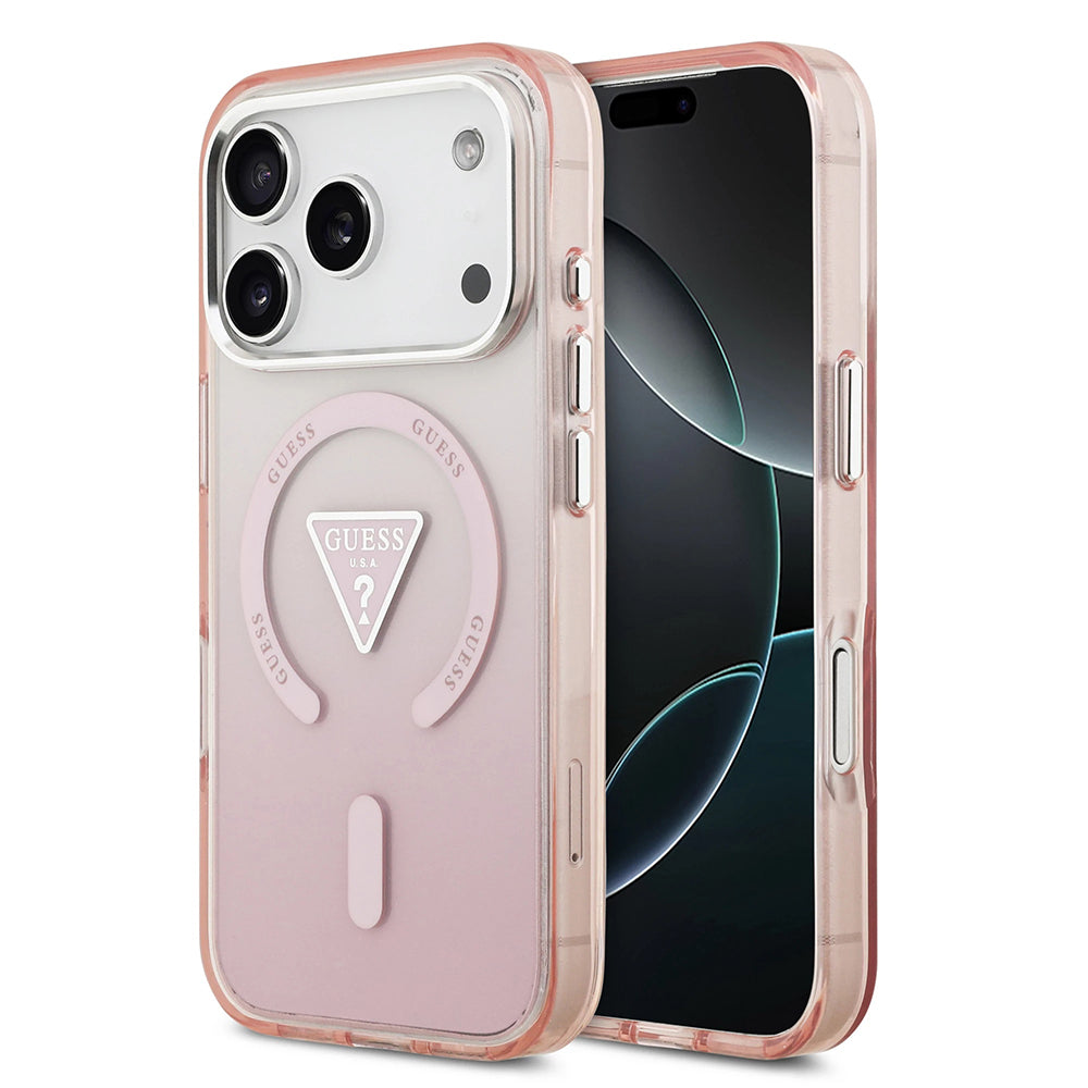 MagSafe cover til Apple iPhone 17 Pro, Guess, IML Gradient Triangle Logo, Pink
