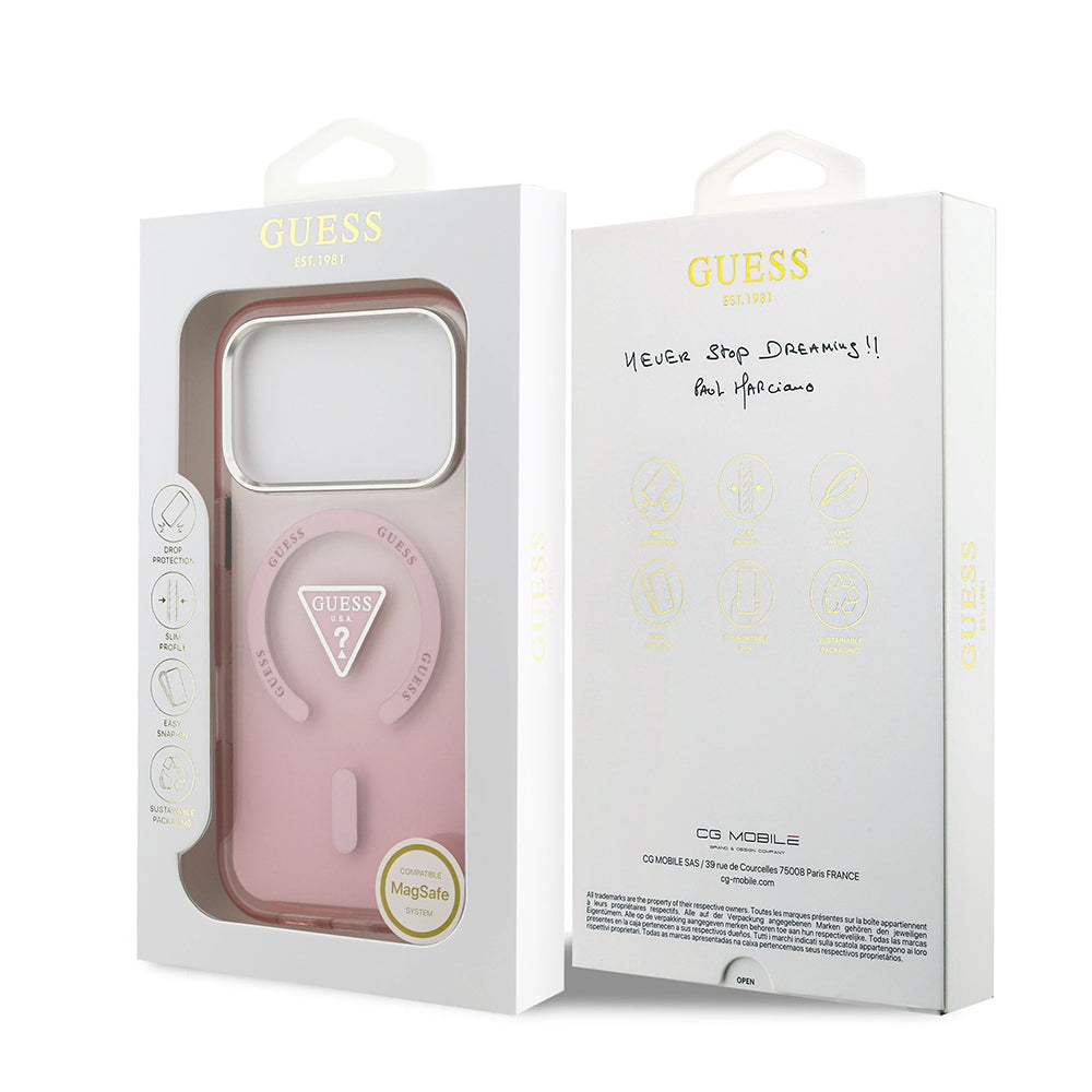 MagSafe cover til Apple iPhone 17 Pro, Guess, IML Gradient Triangle Logo, Pink