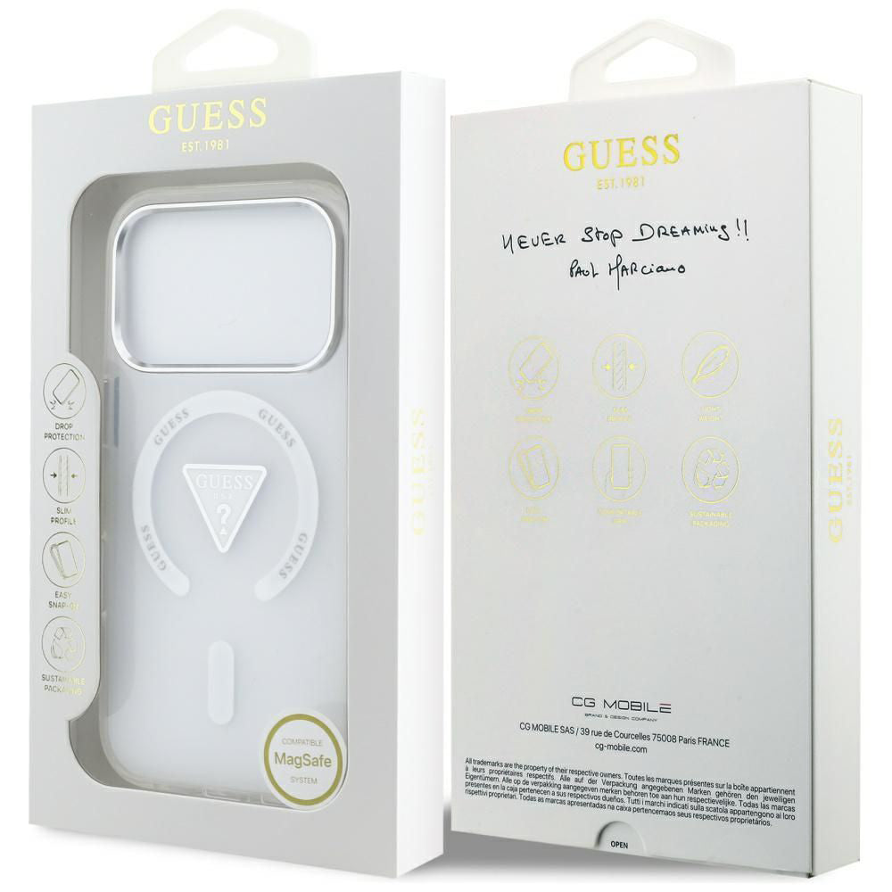 MagSafe cover til Apple iPhone 17 Pro, Guess, IML Gradient Triangle Logo, Transparent