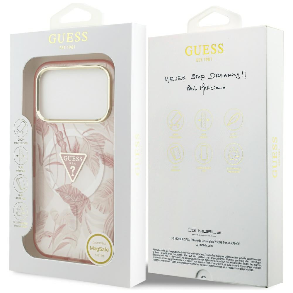 MagSafe cover til Apple iPhone 17 Pro, Guess, Jungle Tonal Triangle, Pink