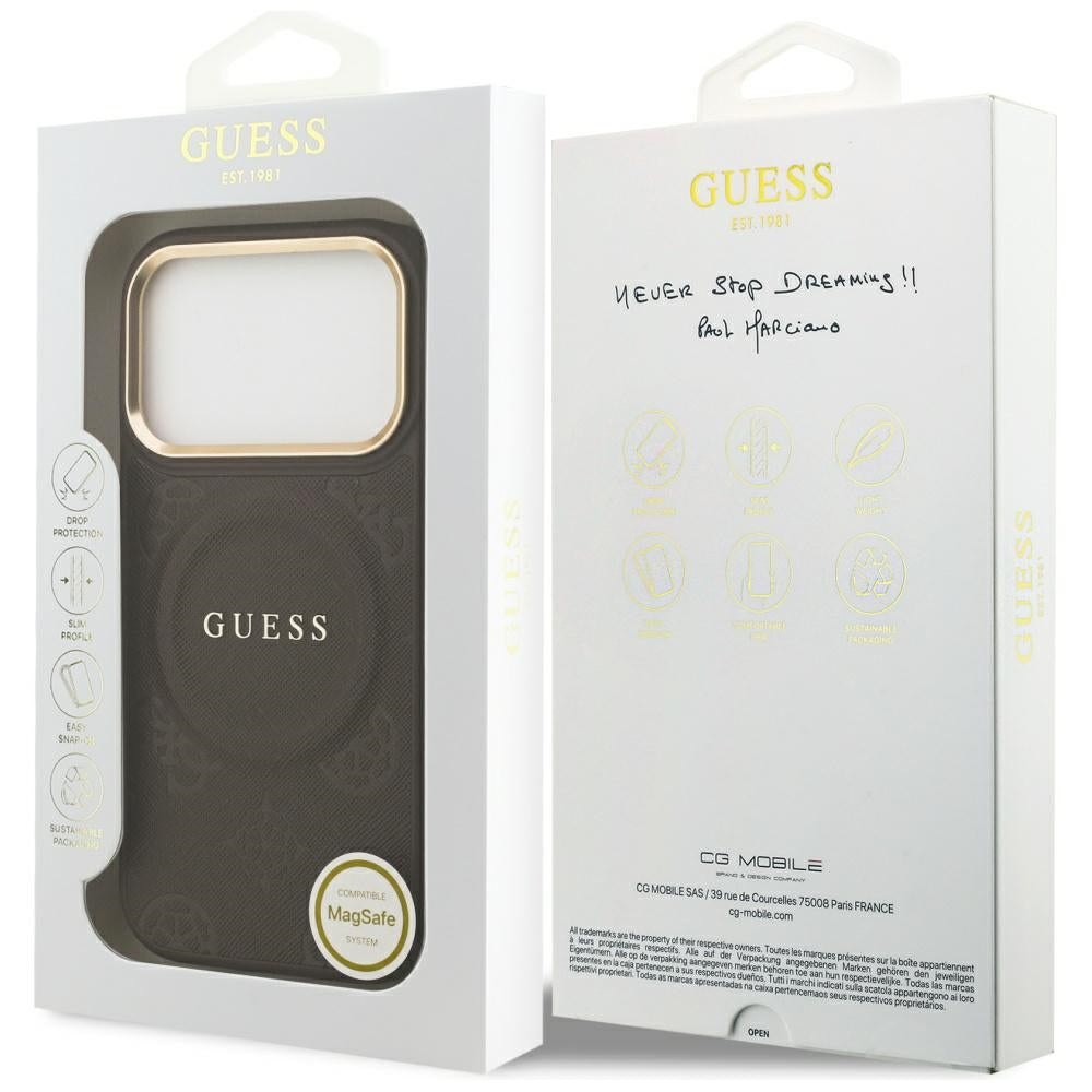MagSafe cover til Apple iPhone 17 Pro, Guess, Peony Hot Stamp, Brun